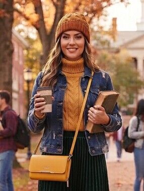 FOREVER LOVELY Mustard Yellow Crossbody Bag / Wallet Purse